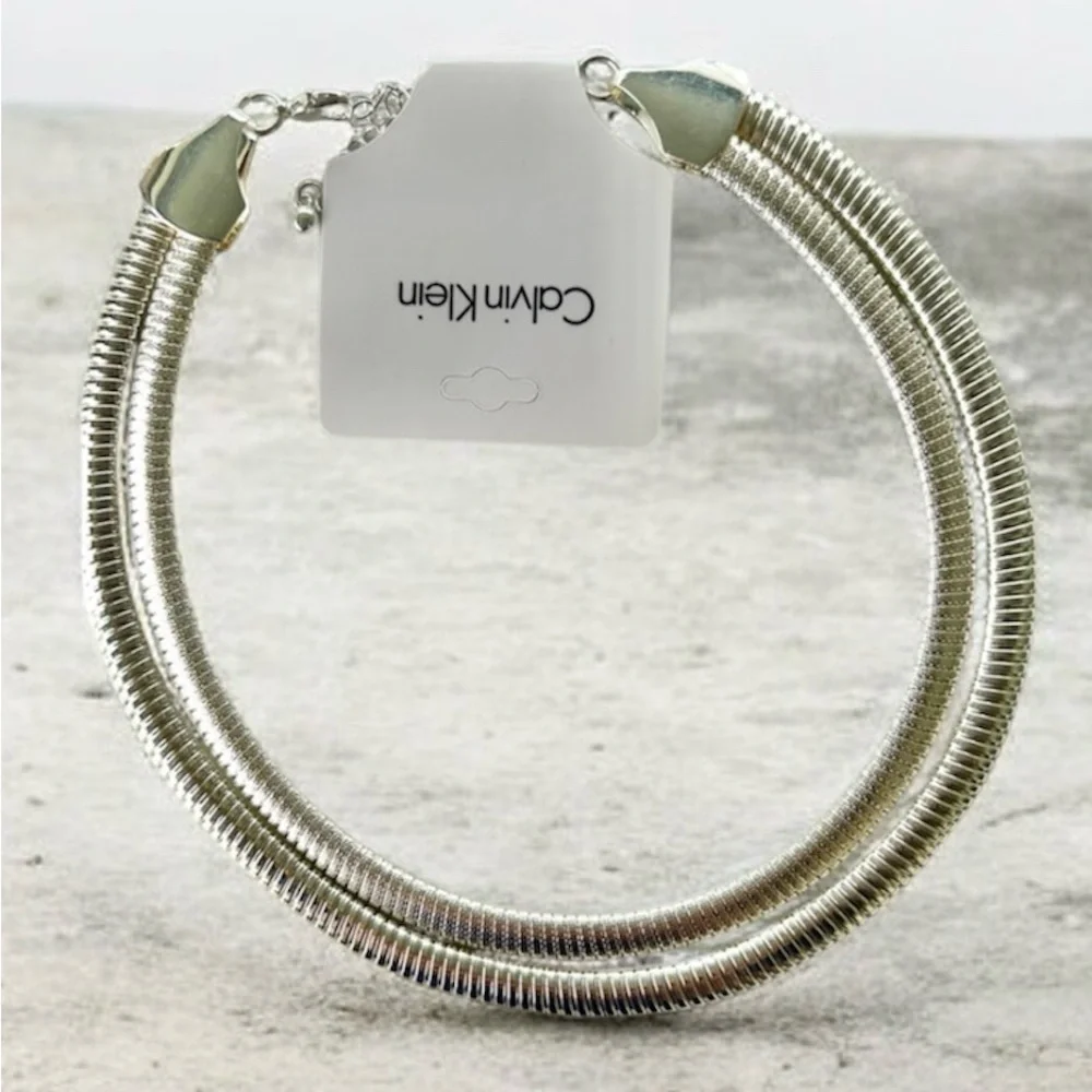 NWT! Calvin Klein Thick WIDE CHAIN NECKLACE COLLAR Adjustable Fastener - Picture 4 of 4